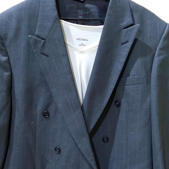 Vintage Kuppenheimer Oversize Boyfriend Double Breasted Blue Stripe Blazer - Picture 3 of 16